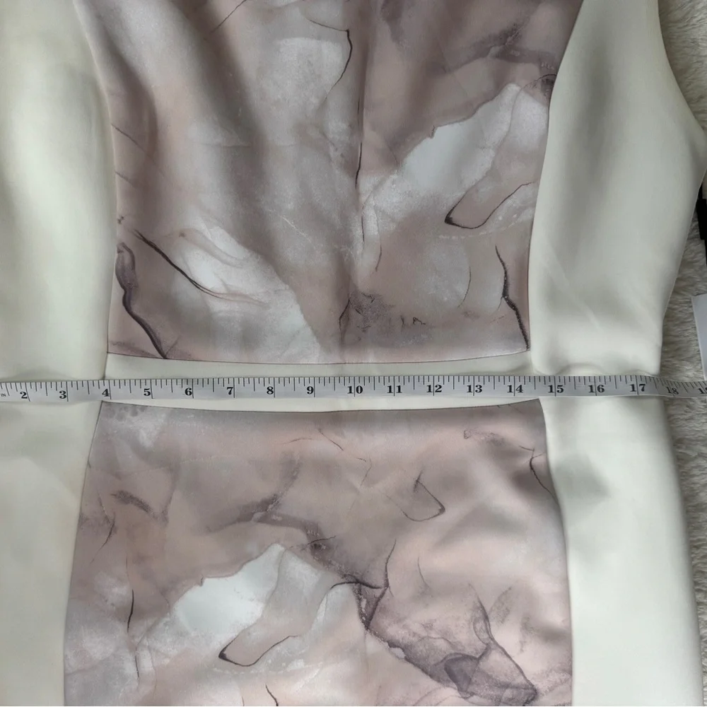 NWT Calvin Klein Marble Print Midi Dress - Cream and Gray - Picture 9 of 10